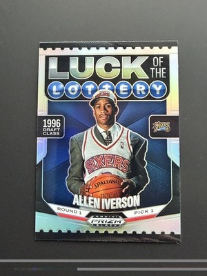2024-25 Prizm Black Allen Iverson Luck of the Lottery Silver Prizm #1 76ers