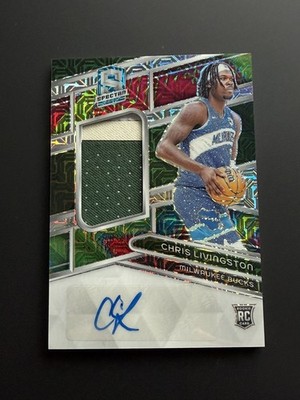Chris Livingston 2023-24 Panini Spectra /25 mojo Auto Patch RC Bucks #238