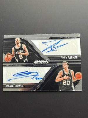 MANU GINOBILI TONY PARKER 2024-25 PANINI PRIZM BLACK DUAL AUTO SPURS LEGENDS