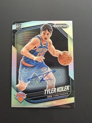 TYLER KOLEK 2024-25 PANINI PRIZM BLACK ROOKIE SILVER KNICKS RC AUTO Q5721