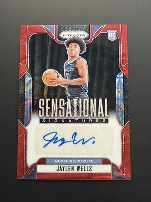 2024-25 Panini Prizm Sensational #8 Jaylen Wells RC ROOKIE AUTO GRIZZLIES Red