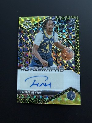 2024-25 Mosaic Tristen Newton Rookie Auto RC Gold spectris / 10 Timberwolves