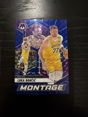 2024-25 Panini Mosaic Luka Doncic Montage Blue Mosaic #/199 Lakers