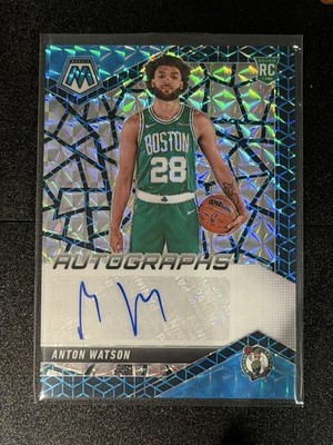 2024-25 Panini Mosaic Anton Watson Rookie blue spectris Auto Boston Celtics /25